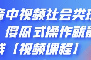 抖音中視頻社會類玩法，傻瓜式操作就能賺錢【視頻課程】