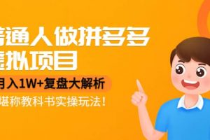 普通人做拼多多虛擬項目，復(fù)盤大解析，堪稱教科書實操玩法
