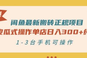 閑魚最新搬磚正規項目：傻瓜式操作單店日入300 純利，1-3臺手機可操作