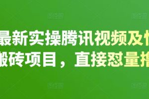 2022最新實(shí)操騰訊視頻及快看點(diǎn)無腦搬磚項(xiàng)目，直接懟量擼收益