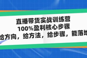 直播帶貨實戰訓練營：100%盈利核心步驟，給方向，給方法，給步驟，能落地