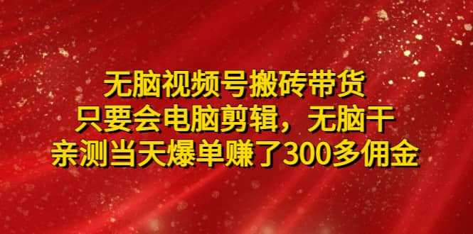 無腦視頻號搬磚帶貨，只要會電腦剪輯，無腦干插圖