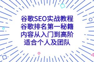 谷歌SEO實戰(zhàn)教程：谷歌排名第一秘籍，內(nèi)容從入門到高階，適合個人及團隊