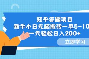 知乎答題項(xiàng)目，新手小白無(wú)腦搬磚一單5-10元，一天輕松日入200