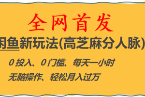 全網(wǎng)首發(fā)! 閑魚新玩法(高芝麻分人脈)0投入 0門檻,每天一小時(shí),輕松月入過萬