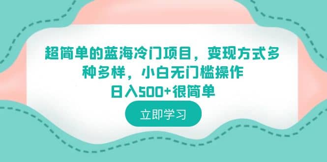 超簡單的藍海冷門項目，變現方式多種多樣，小白無門檻操作日入500 很簡單插圖