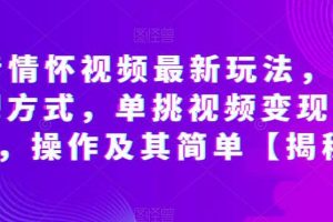 抖音情懷視頻最新玩法，多種變現(xiàn)方式，單挑視頻變現(xiàn)1000 ，操作及其簡單【揭秘】