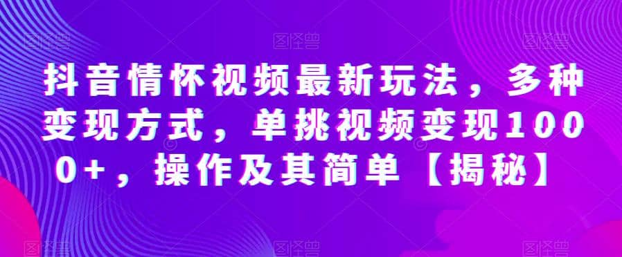 抖音情懷視頻最新玩法，多種變現(xiàn)方式，單挑視頻變現(xiàn)1000 ，操作及其簡單【揭秘】插圖