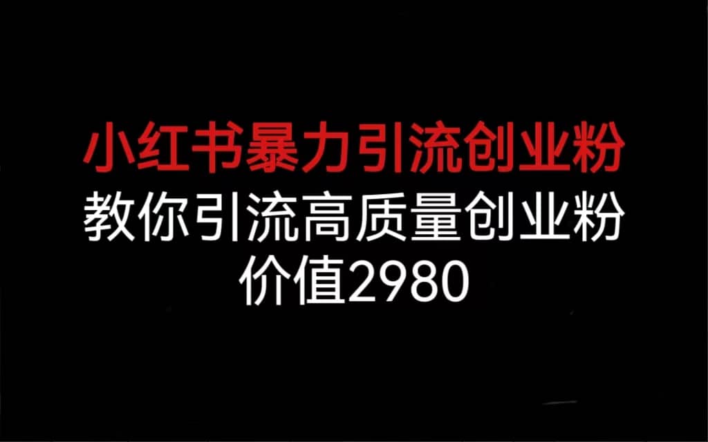 小紅書暴力引流創業粉，教你引流高質量創業粉，價值2980插圖