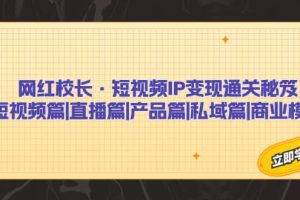 網(wǎng)紅校長·短視頻IP變現(xiàn)通關(guān)秘笈：短視頻篇 直播篇 產(chǎn)品篇 私域篇 商業(yè)模式