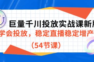 巨量千川投放實(shí)戰(zhàn)課新版，學(xué)會(huì)投放，穩(wěn)定直播穩(wěn)定增產(chǎn)（54節(jié)課）