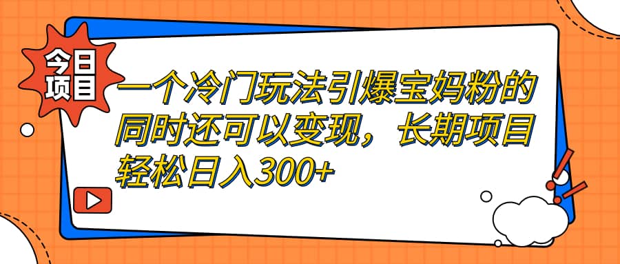 一個冷門玩法引爆寶媽粉的同時還可以變現(xiàn)，長期項目輕松日入300插圖