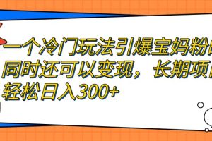 一個冷門玩法引爆寶媽粉的同時還可以變現(xiàn)，長期項目輕松日入300