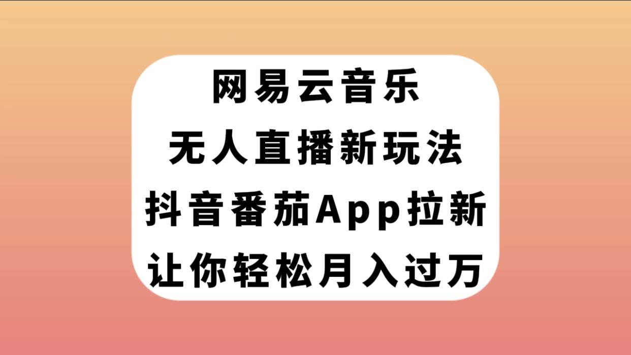 網易云音樂無人直播新玩法，抖音番茄APP拉新，讓你輕松月入過萬插圖