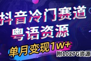 抖音冷門賽道，粵語動畫，作品制作簡單,月入1w （附1027G素材）