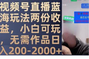 視頻號直播藍海玩法兩份收益，小白可玩，無需作品日入200-2000