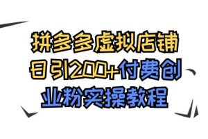 拼多多虛擬店鋪日引200 付費(fèi)創(chuàng)業(yè)粉實(shí)操教程