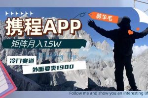 攜程APP薅羊毛，外面賣(mài)1980的冷門(mén)賽道，矩陣月入1.5w
