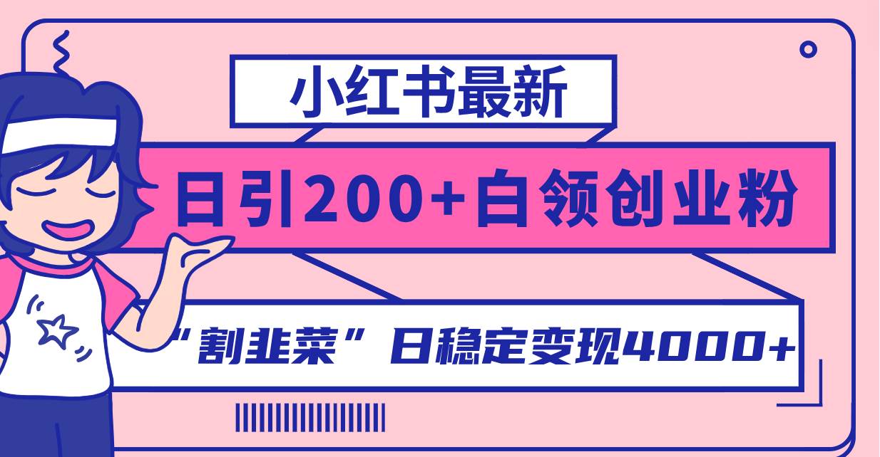 小紅書最新日引200 創(chuàng)業(yè)粉”割韭菜“日穩(wěn)定變現(xiàn)4000 實(shí)操教程！插圖