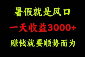一天收益3000+ 賺錢就是順勢而為，暑假就是風(fēng)口