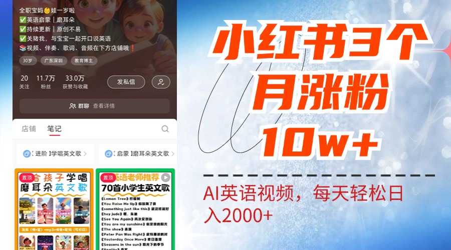 小紅書(shū)三個(gè)月漲粉10W！AI英語(yǔ)視頻0成本制作，每天輕松日入2000+