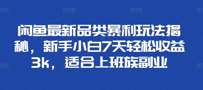 閑魚最新品類暴利玩法揭秘，新手小白7天輕松賺3000+，適合上班族副業插圖