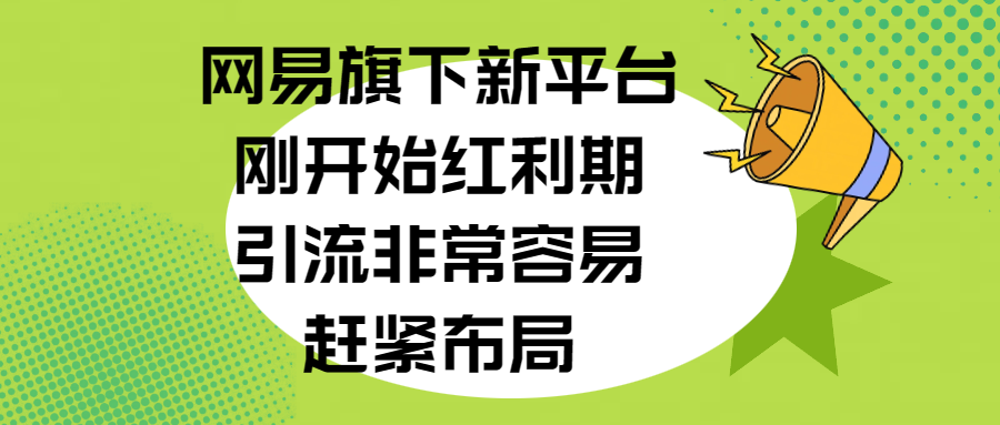 網易旗下新平臺，剛開始紅利期，引流非常容易，趕緊布局
