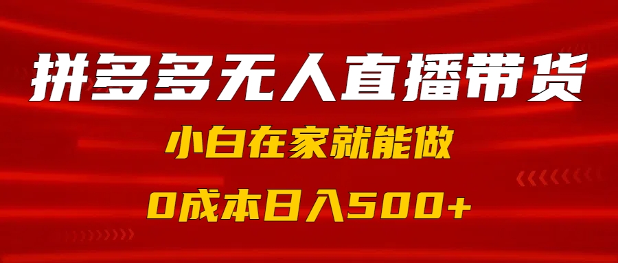 拼多多無人直播帶貨，小白在家就能做，0成本日入500+插圖