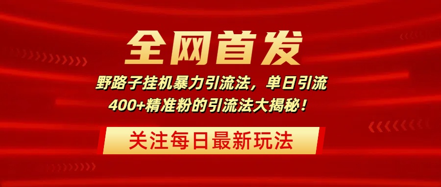 全網(wǎng)首發(fā)，野路子掛機暴力引流法，單日引流400+精準粉的引流法大揭秘！