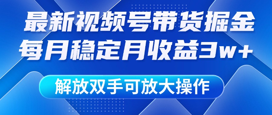 最新視頻號(hào)帶貨掘金項(xiàng)目，每月穩(wěn)定月收益3w+，解放雙手，可放大操作