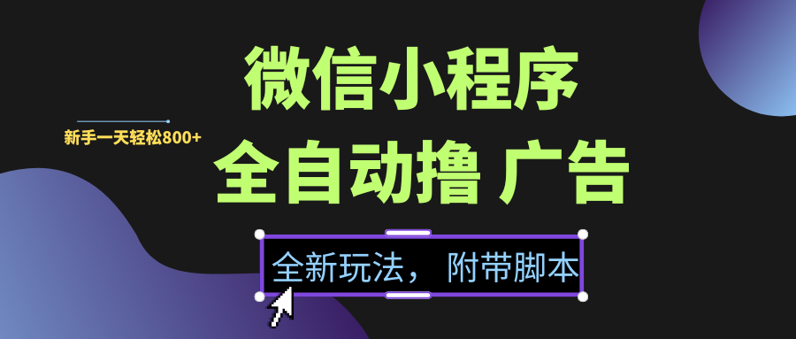 微信小程序掛機(jī)擼廣告，全新玩法，新手一天輕松800+【附帶腳本】