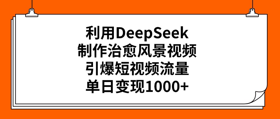 利用DeepSeek，制作治愈風景視頻，引爆短視頻流量，單日變現1000+