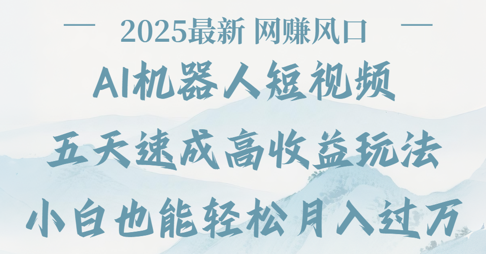 2025最新Ai 機器人短視頻，網(wǎng)賺變現(xiàn)風(fēng)口，五天速成高收益玩法，小白輕松月入過萬插圖