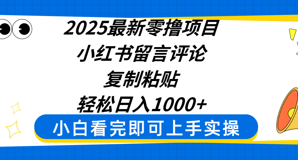 2025最新零擼項目，小紅書留言評論，復(fù)制粘貼即可賺錢，輕松日入1000+插圖