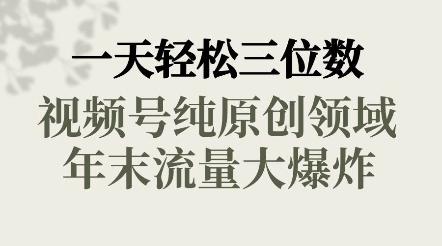 一天輕松三位數，視頻號純原創領域，春節童子送祝福，年末流量大爆炸插圖