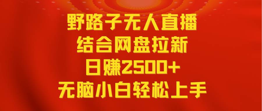 無人直播野路子結(jié)合網(wǎng)盤拉新，日賺2500+多平臺變現(xiàn)，小白無腦輕松上手操作
