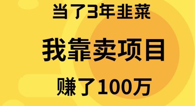 當了3年韭菜，我靠賣項目賺了100萬