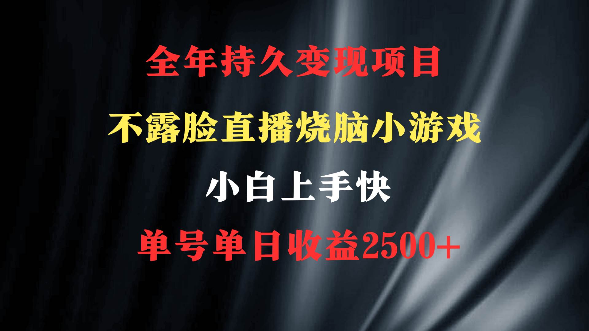 2024年 最優(yōu)項(xiàng)目，燒腦小游戲不露臉直播  小白上手快 無(wú)門檻 一天收益2500+插圖1