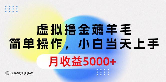 虛擬擼金薅羊毛，簡單操作，小白當天上手，月收益5000+