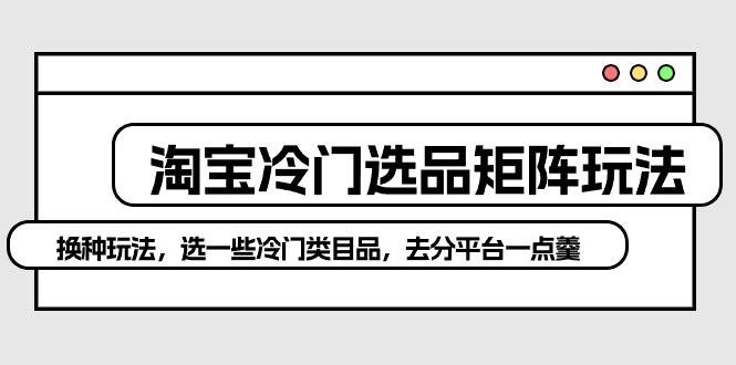 淘寶冷門選品矩陣玩法：換種玩法，選一些冷門類目品，去分平臺一點羹