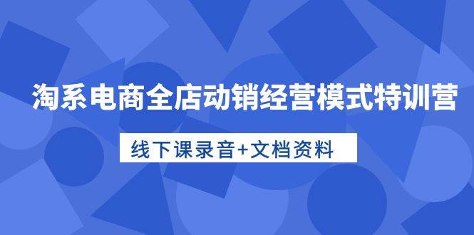 淘系電商全店動銷經營模式特訓營，線下課錄音+文檔資料