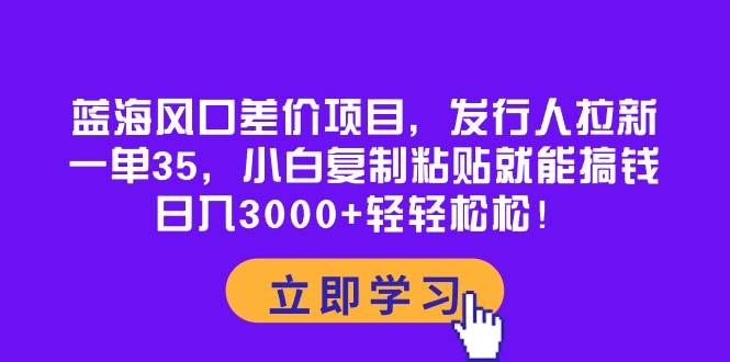 藍海風口差價項目，發行人拉新，一單35，小白復制粘貼就能搞錢！日入3000+輕輕松松